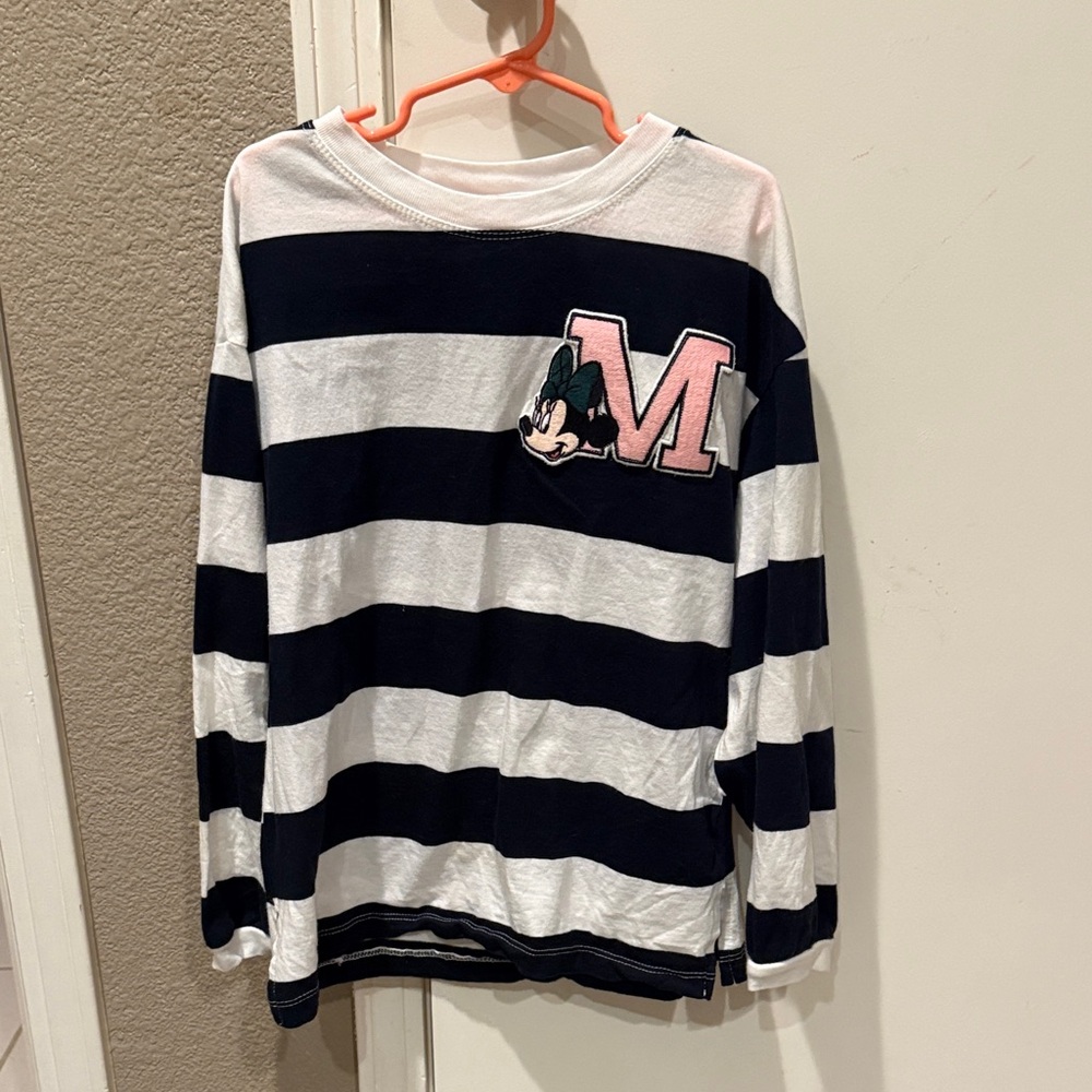 Disney Navy and White Striped Sweatshirt with Character Patch